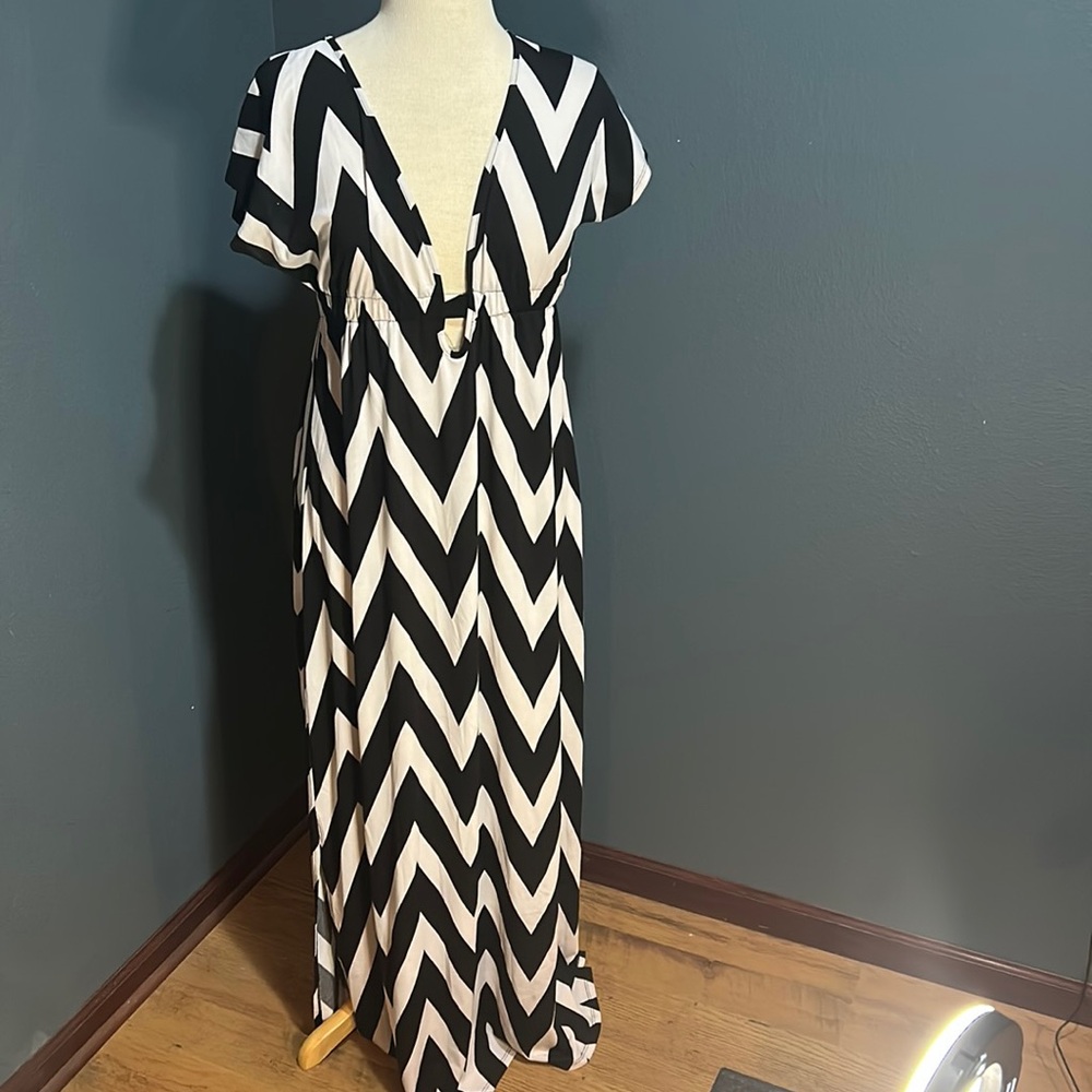 Chevron Black and White Maxi Dress